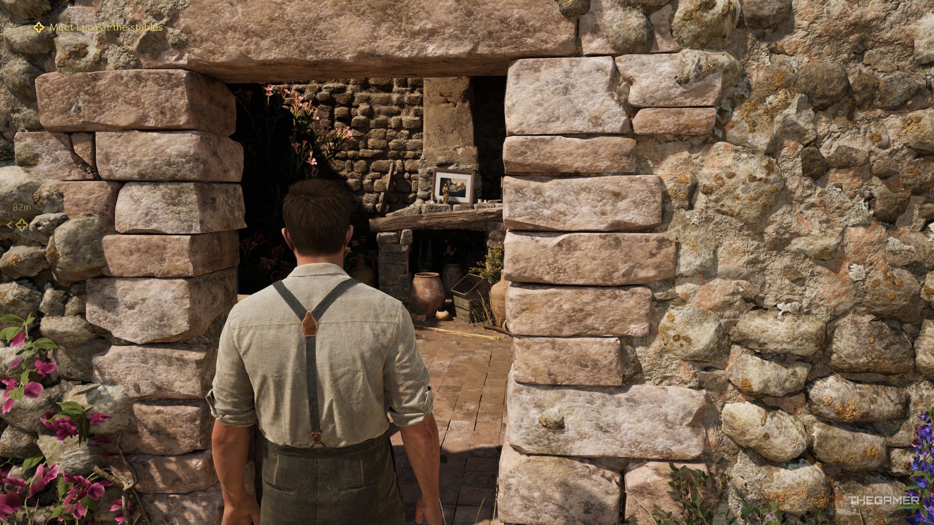 Magic at the top of the fireplace in the villa garden in the mafia in the old country.