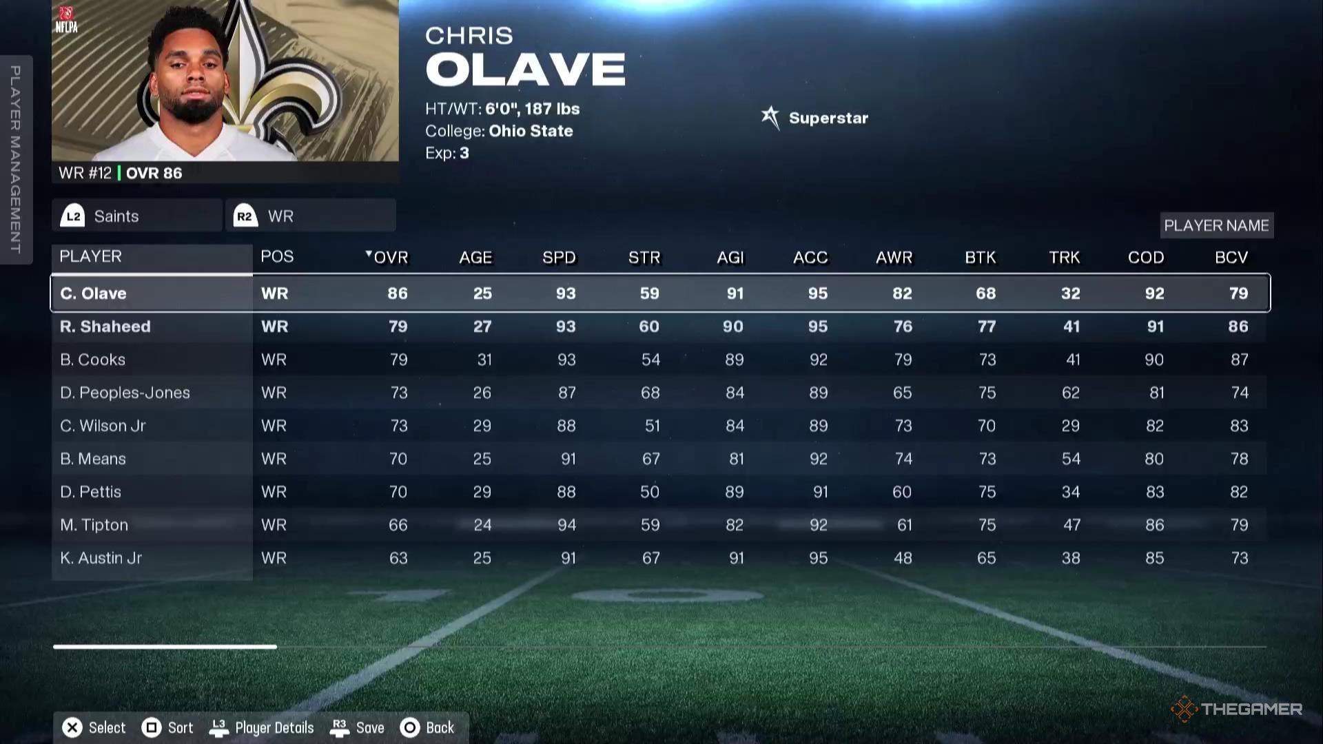 Chris Olave in Madden NFL 26.