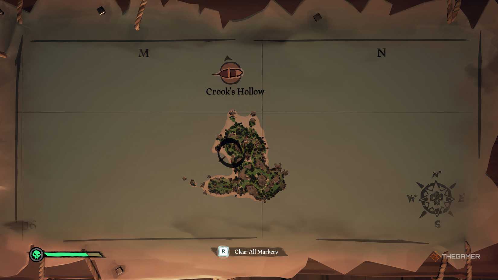 Holding location of map on the ocean of the plocx of Crock.