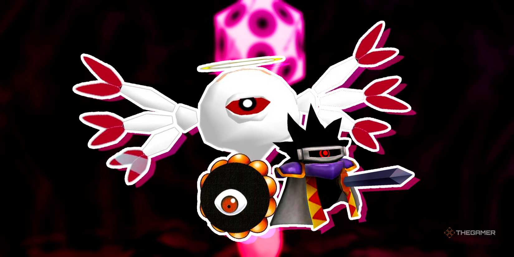 Dark Matter in various forms alongside Zero-Two from Kirby 64 The Crystal Shards.