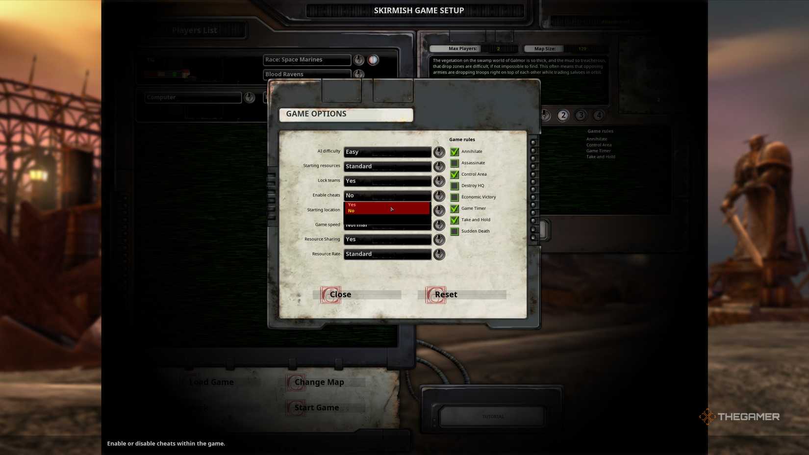Dawn of War Enable Cheats Rule