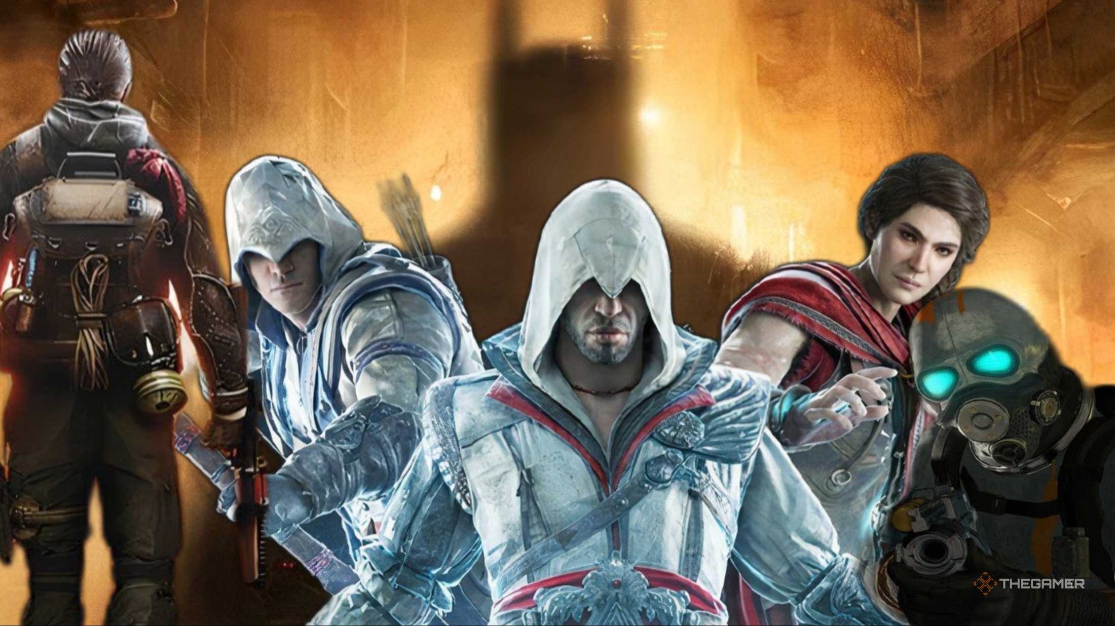 The key art for Metro Awakening Batman: Arkham Shadow, Assassin's Creed Nexus, and Half-Life: Alyx.