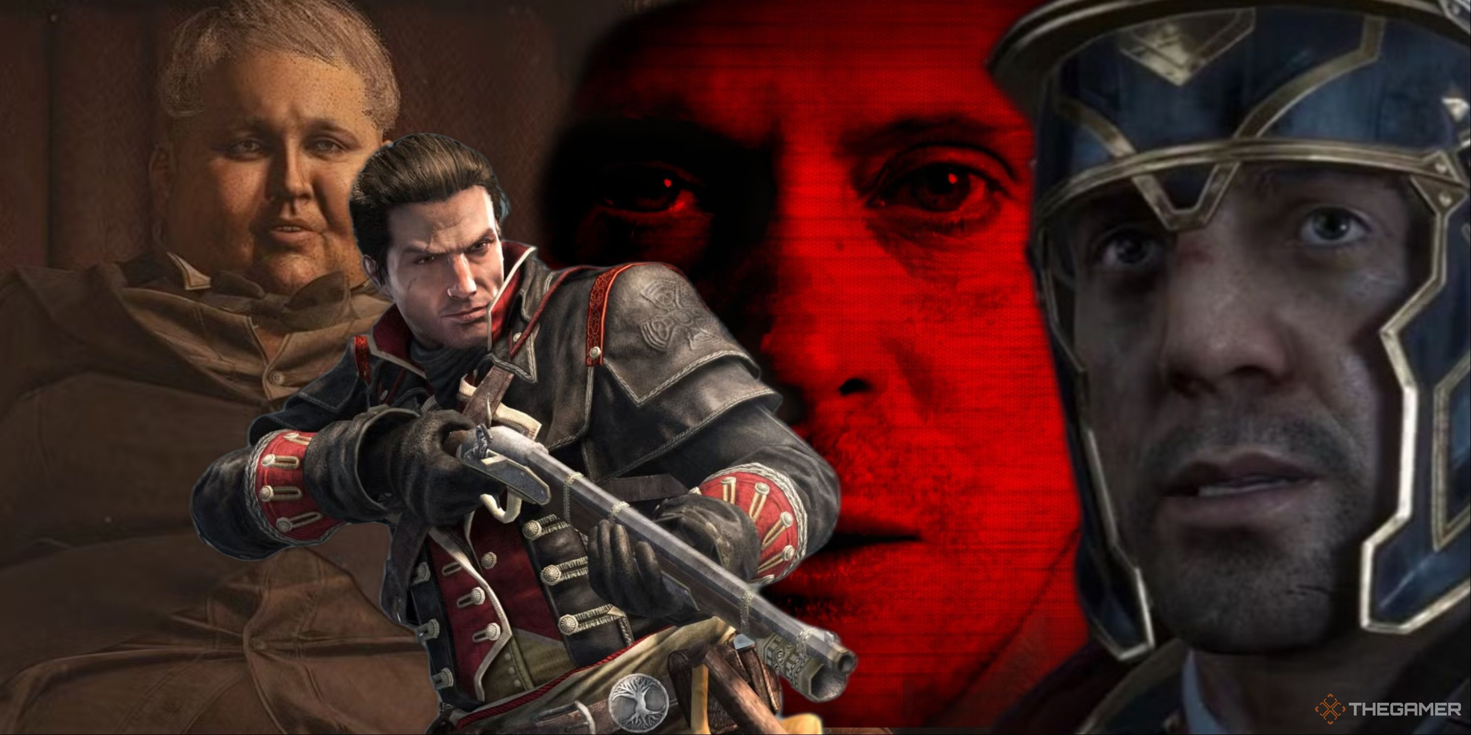 Duke from Resident Evil Village, Shay Patrick Cormac from AC Rogue, Neil Newbon in Dead Take, and Marius Titus from Ryse: Son of Rome.
