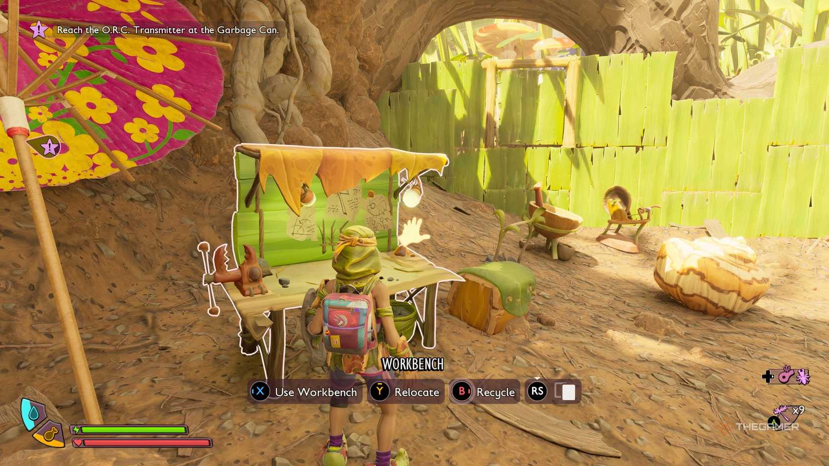 Two hoops were grounded from the work bench.