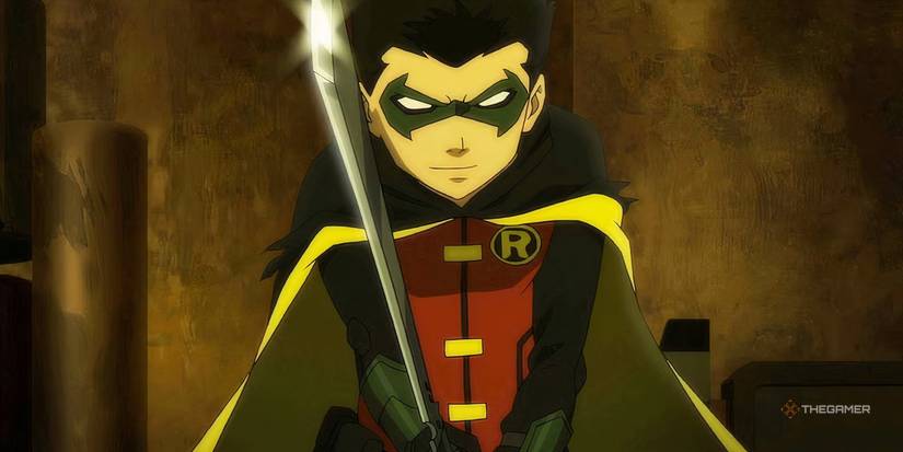 Damian Wayne is swung with his Robin costume.