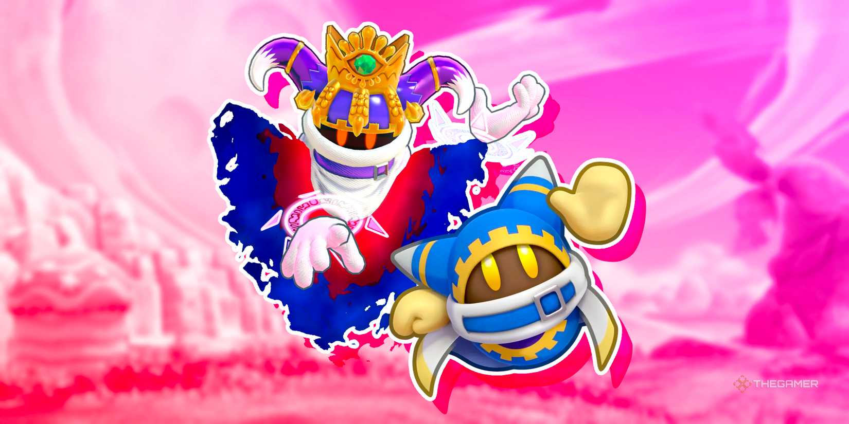 Magolor alongside his Master Crown Traitor form from Kirby's Return To Dreamland Deluxe.