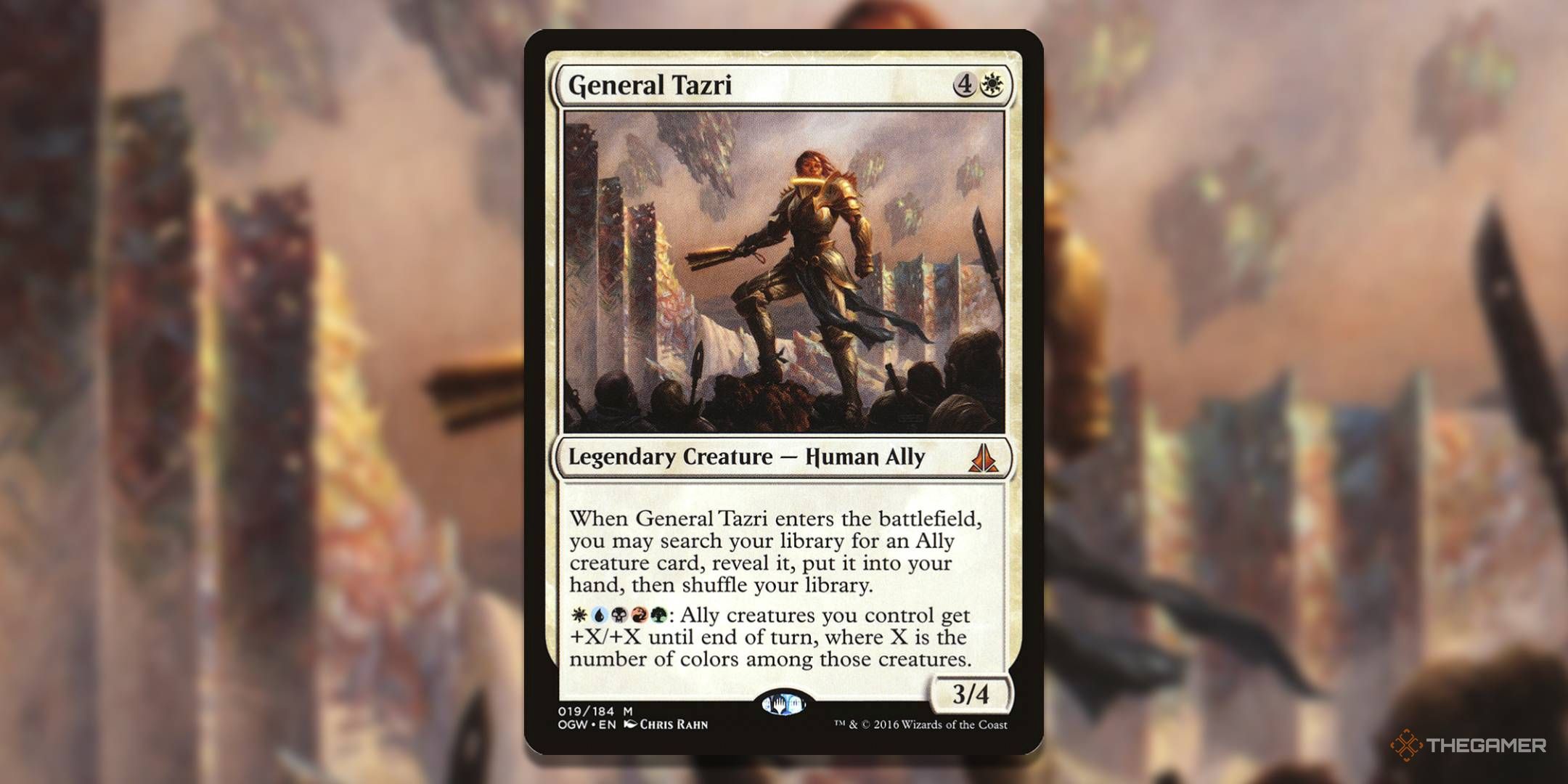 MTG General Tazri card with art in the background.