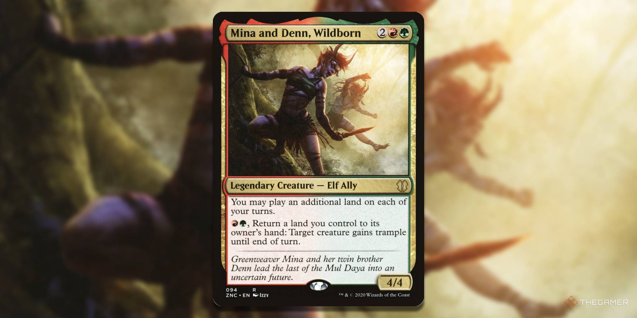 Mtg Mina and Denn, Wildborn Card with background art.