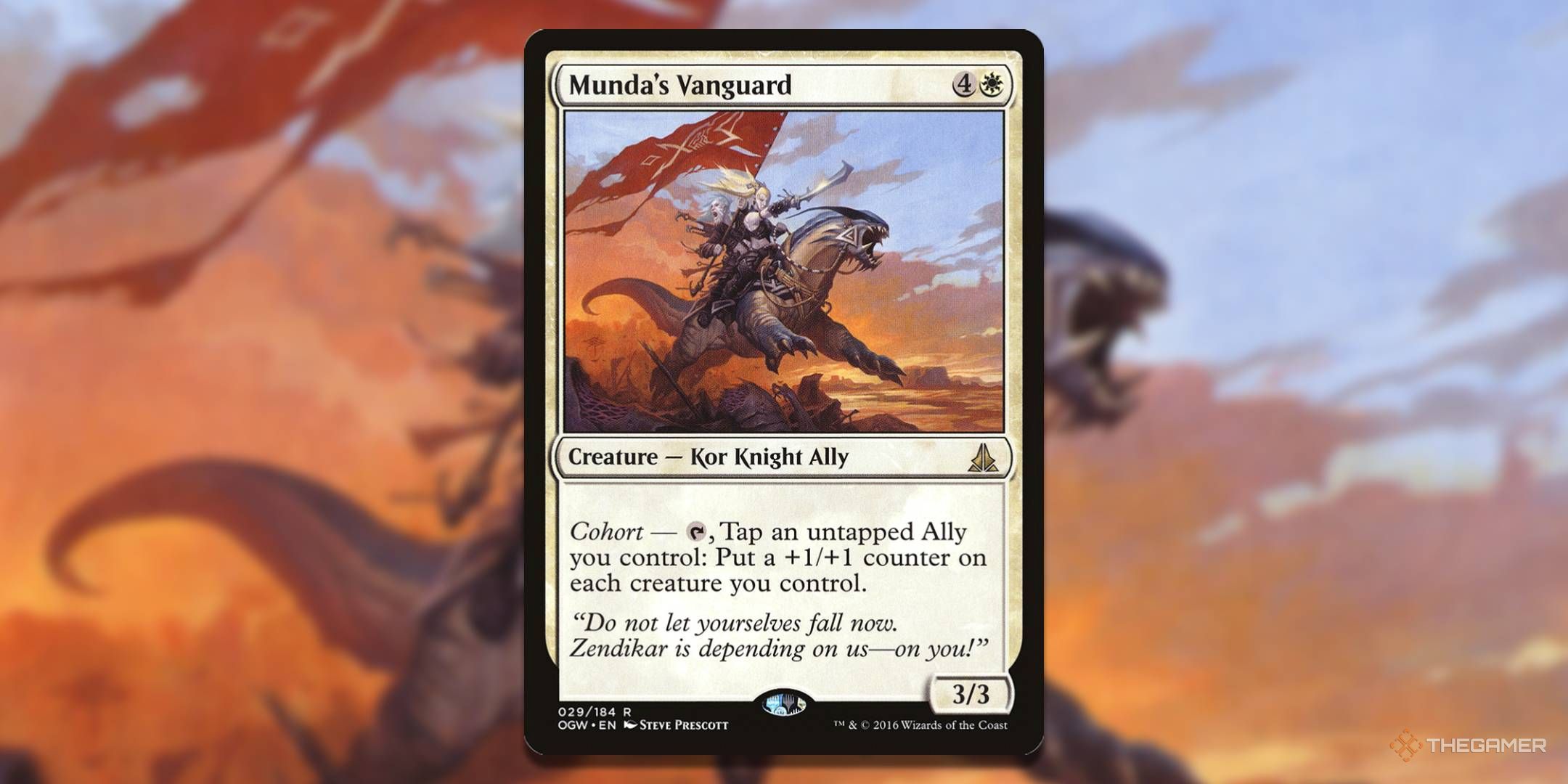 Vanguard card MTG Munda with background art.