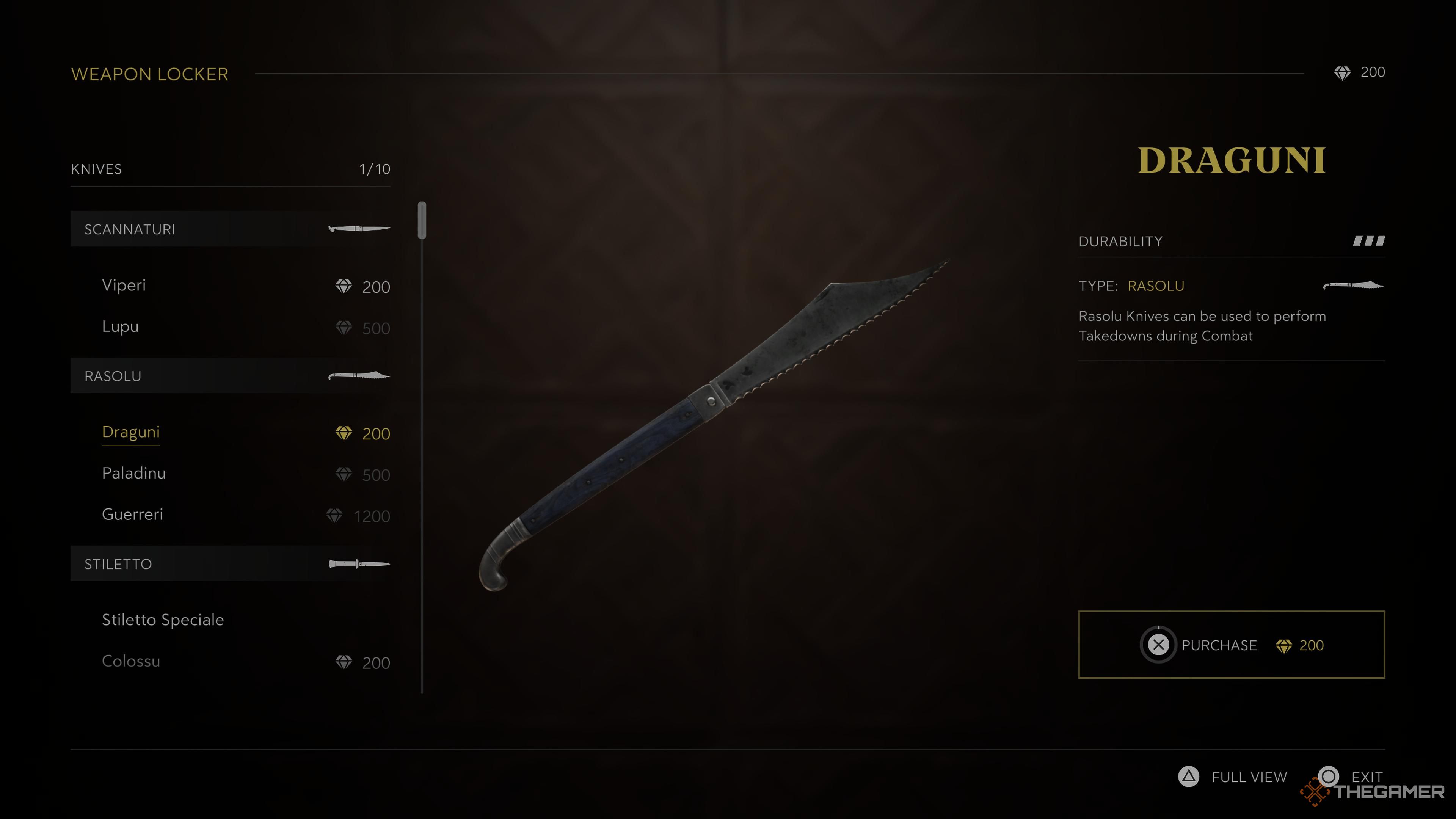 Draguni -Kniven in Mafia: The Old Land.