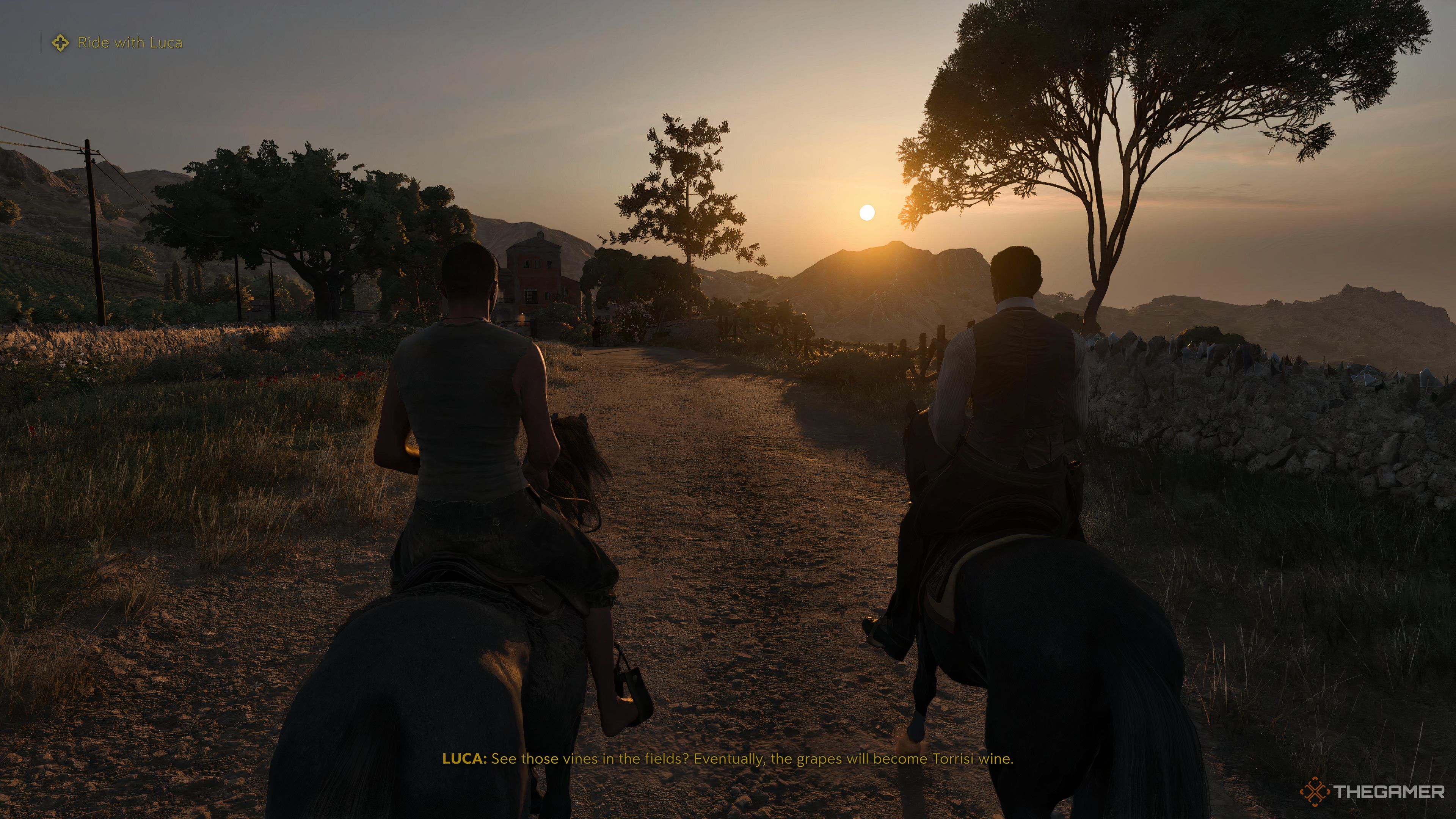 Luca and Enzo on horseback in Mafia: Old Country.