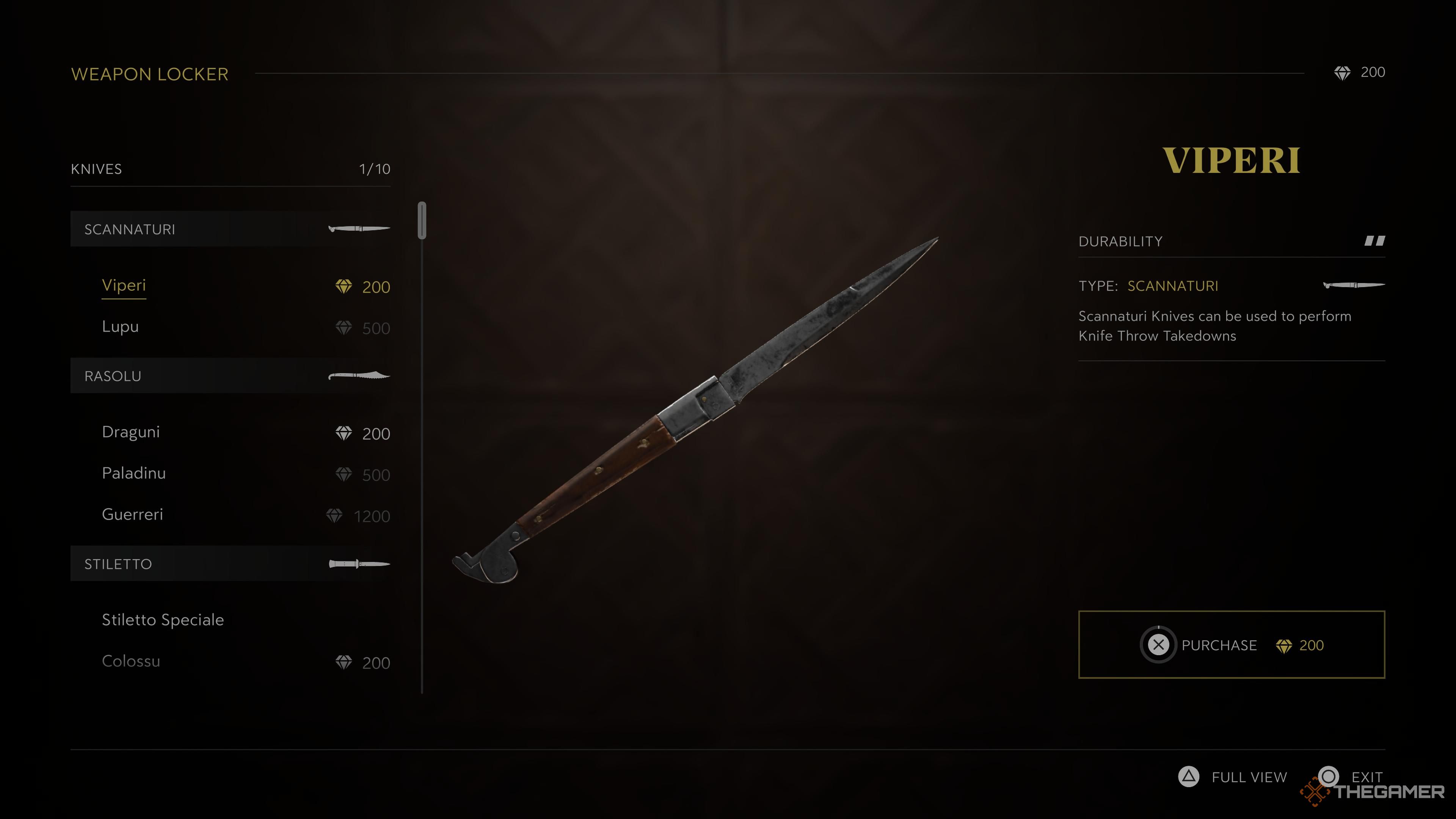 Viperi -Kniven in Mafia: The Old Land.