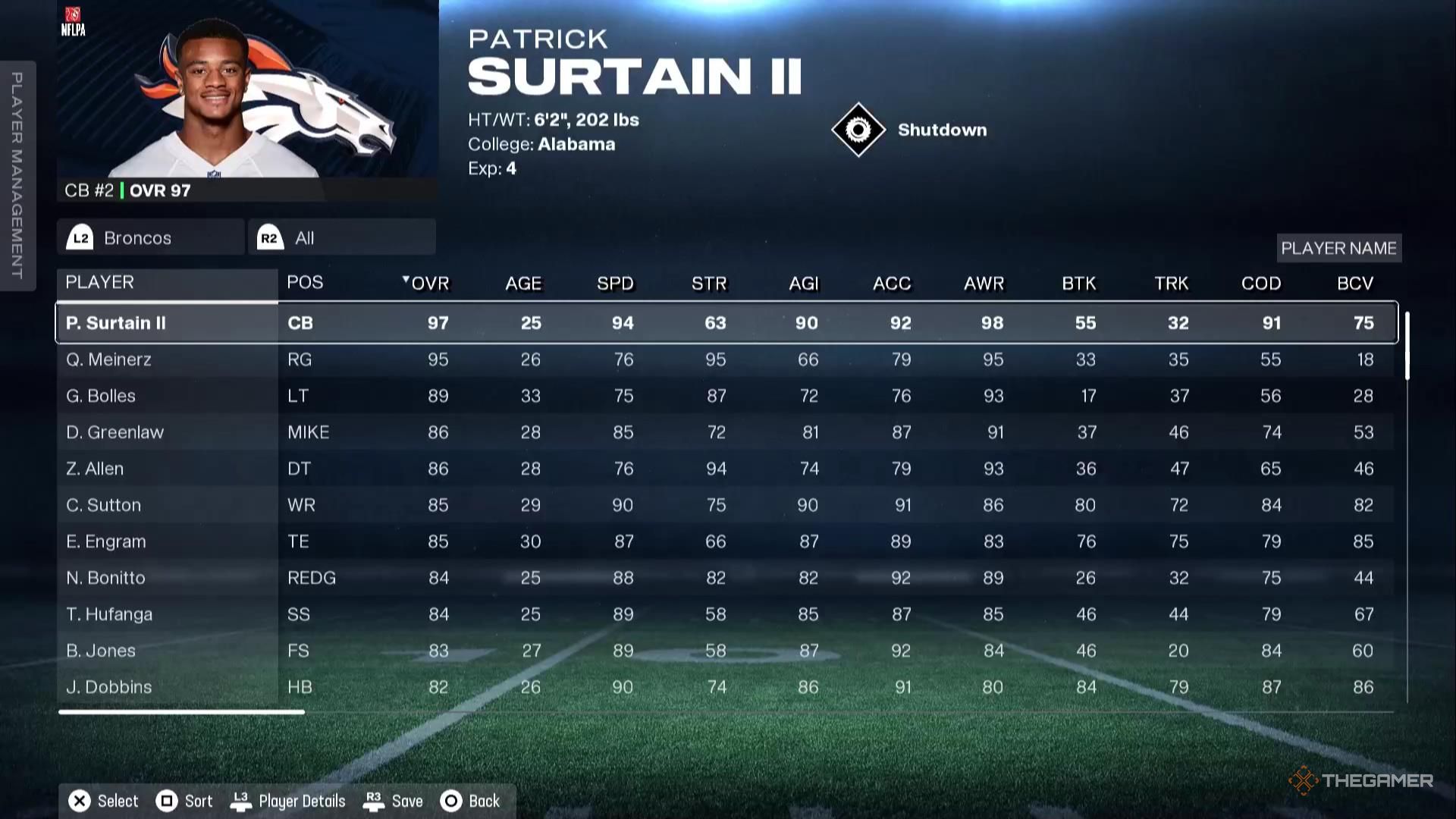 Patrick Surtain in Madden NFL 26.
