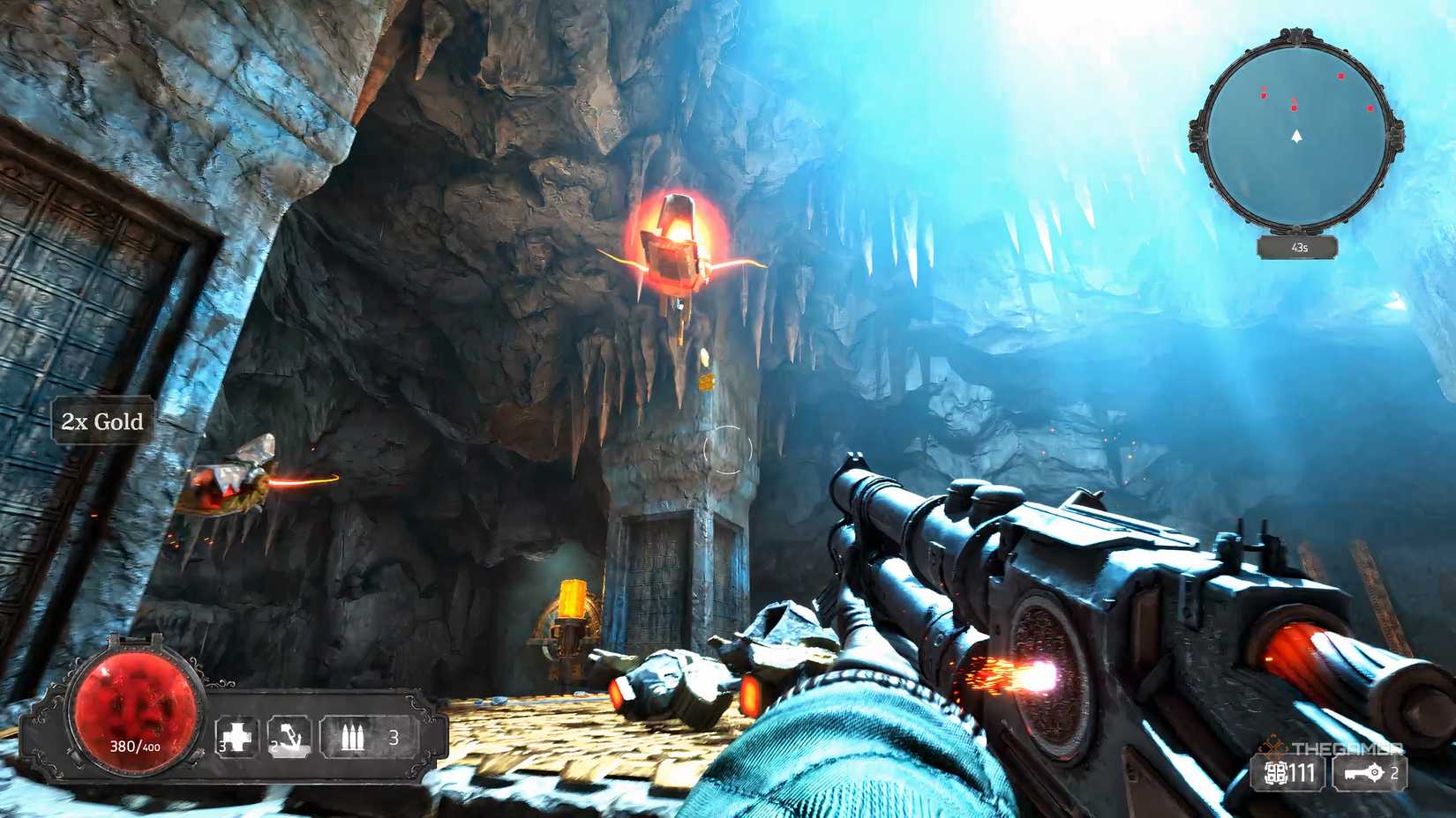 A player who is flying in ABYSSUS.