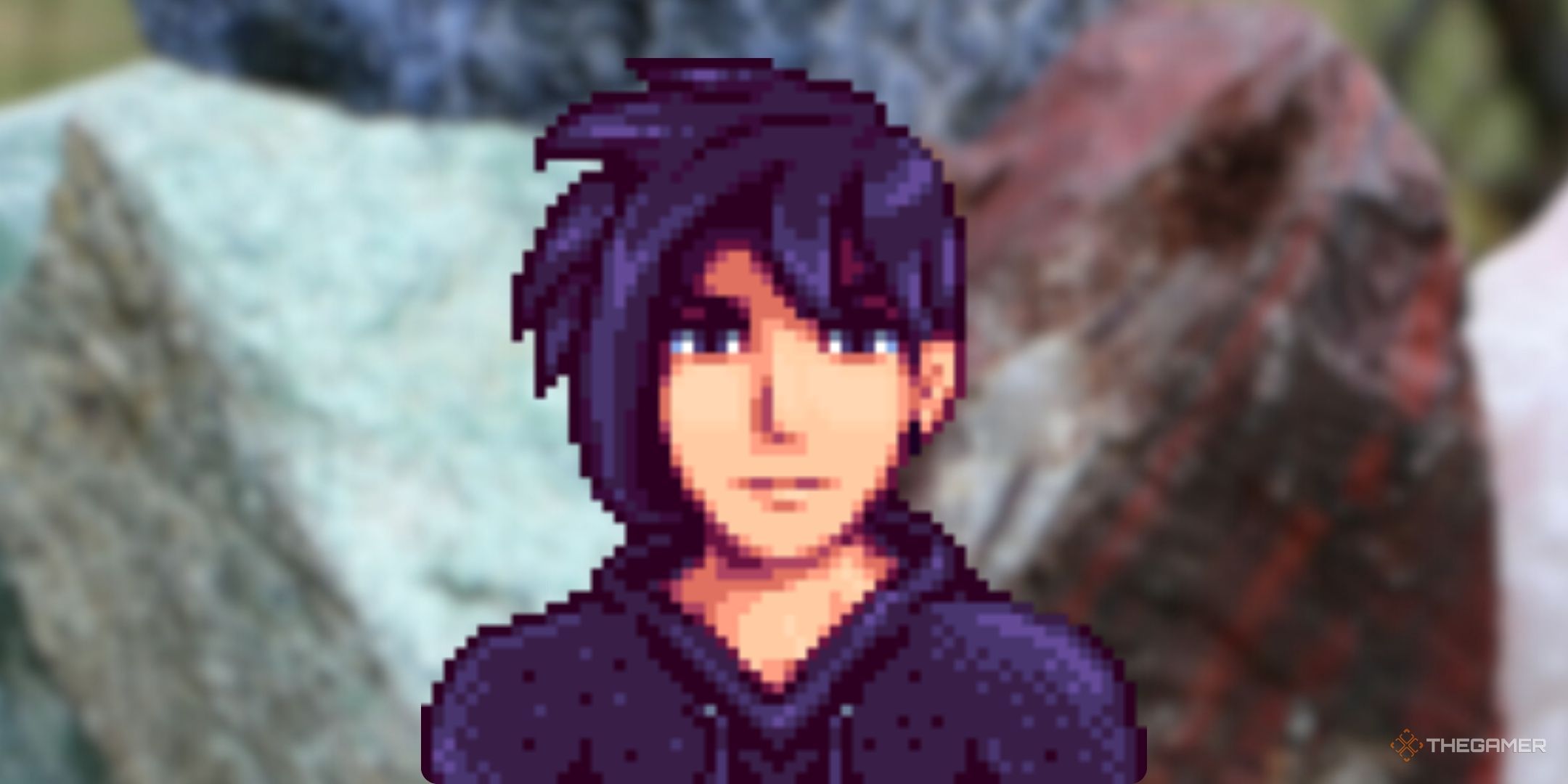 Sebastian of Stad Valley in front of the mineral image.