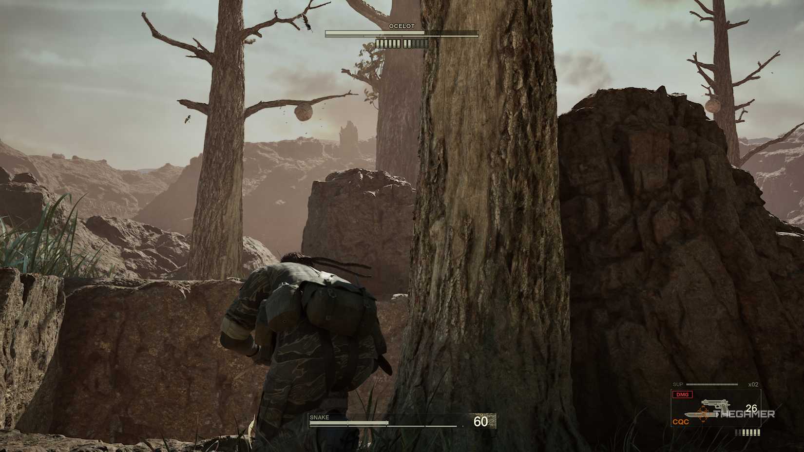 Metal Gear Solid Delta Snake Covers the snake with the nest of the Hornet during the battles of the Ocelot boss.