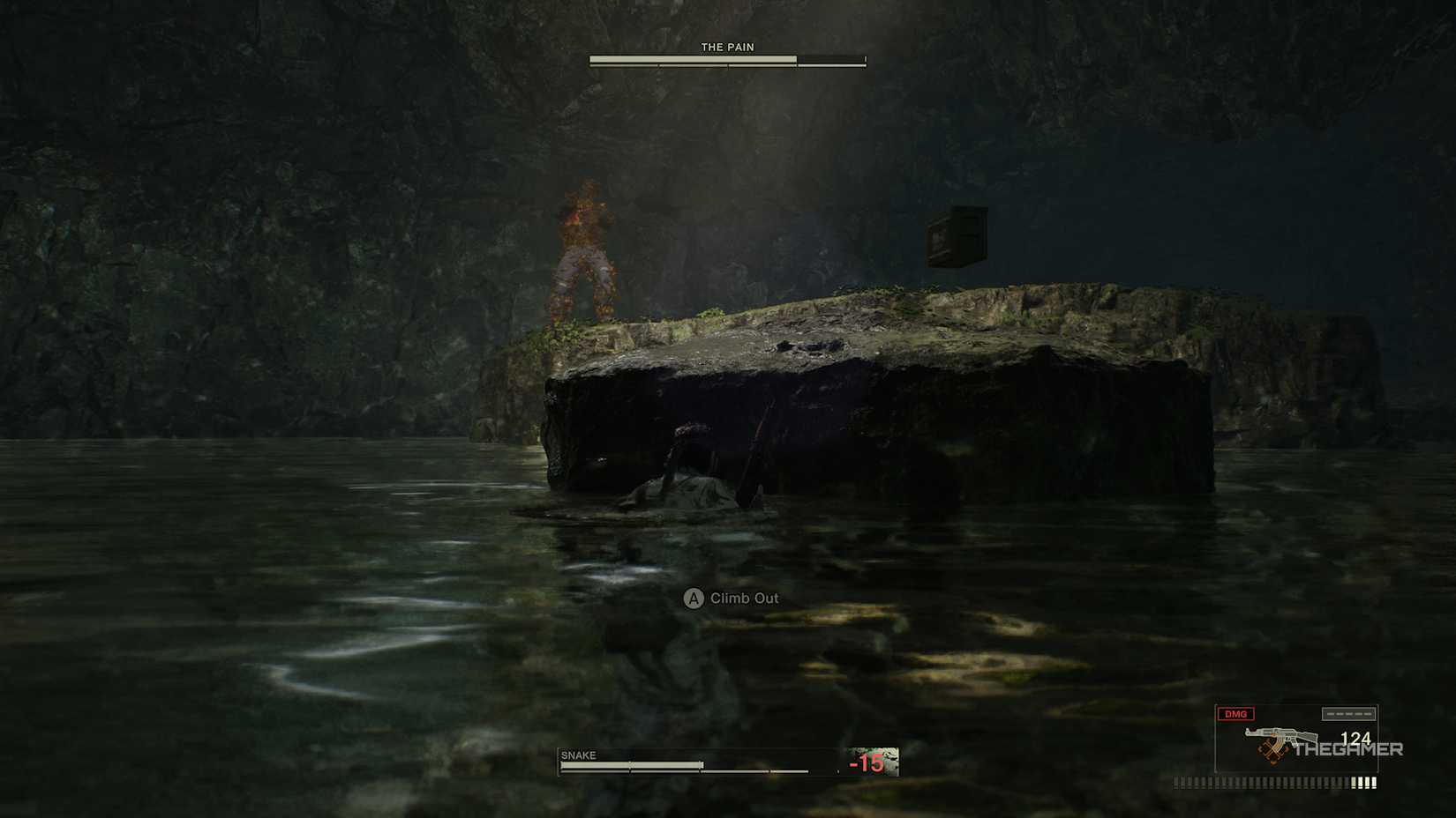 Snake in the water, hiding from The Pain in Metal Gear Solid Delta Snake Eater.