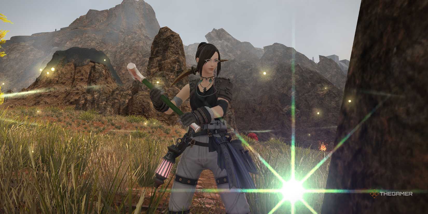 Someone mining in Living Memory in Final Fantasy 14.