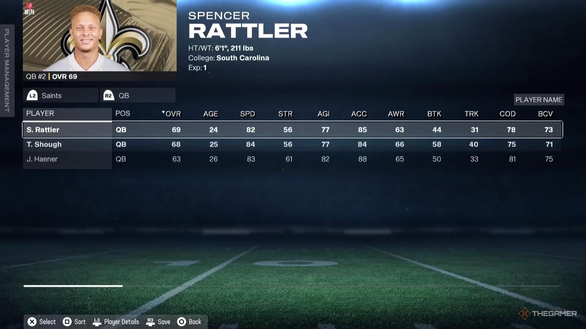 Spencer Rattler in Madden NFL 26.