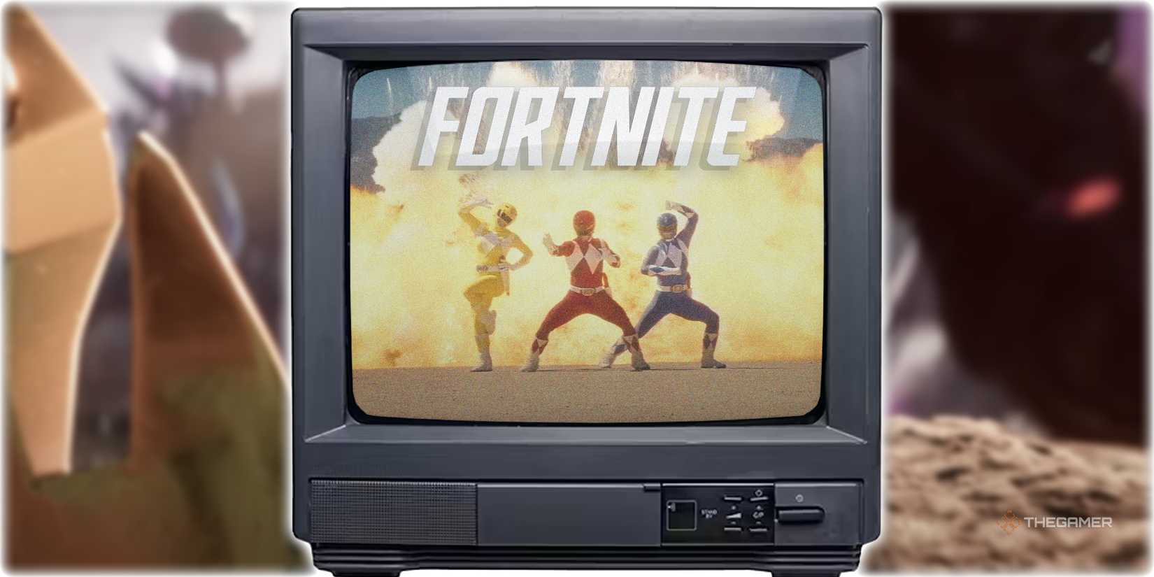TG Fortnite Power Rangers Live Action on the CRT screen.