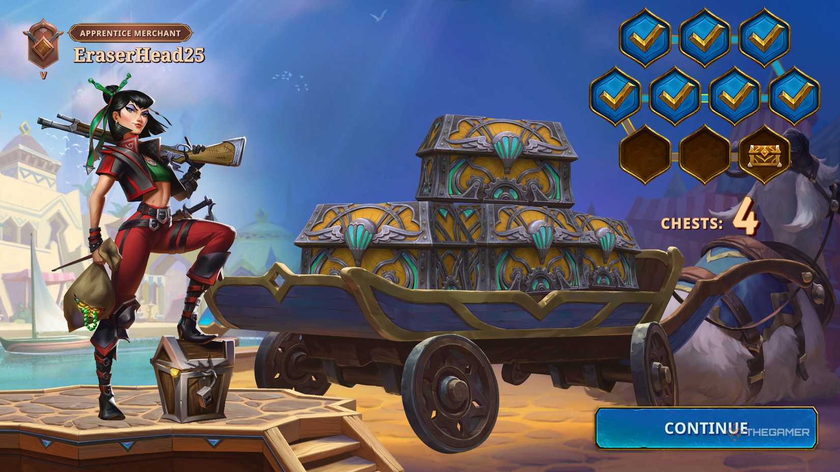 The screen to earn how many chests in the market.