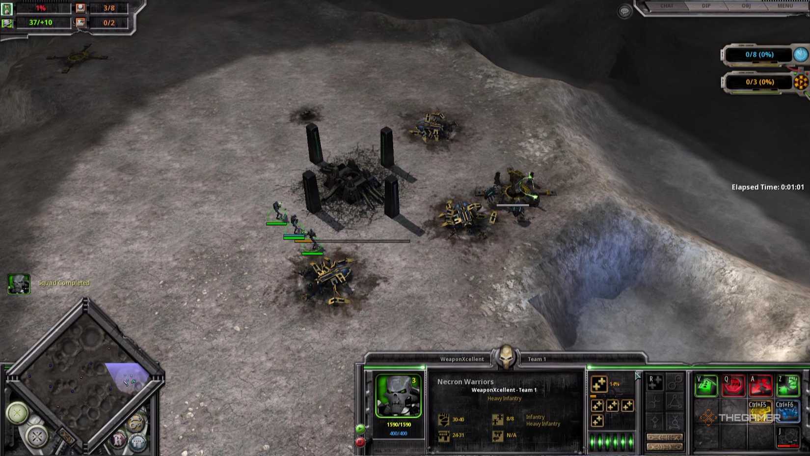 The Necrons build up an early force in Warhammer 40000 Dawn Of War.