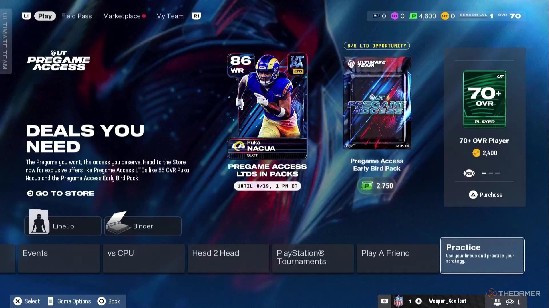 The ultimate team menu of Madden NFL 26.