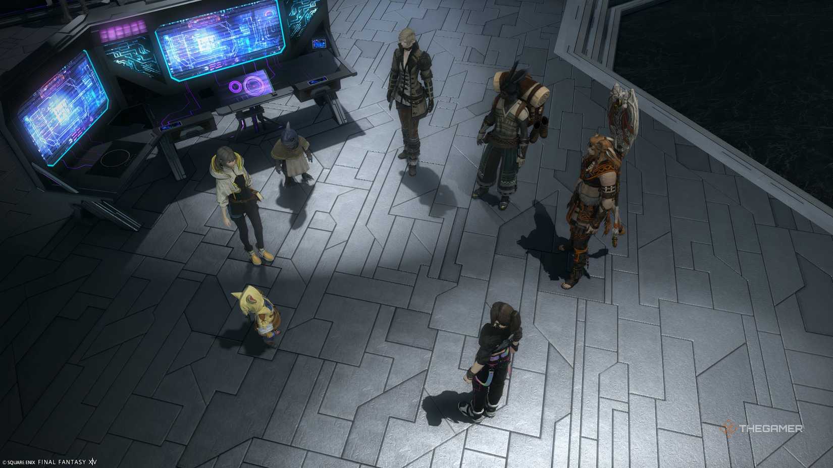 The Warrior of Light and team discussing plans in Final Fantasy 14.