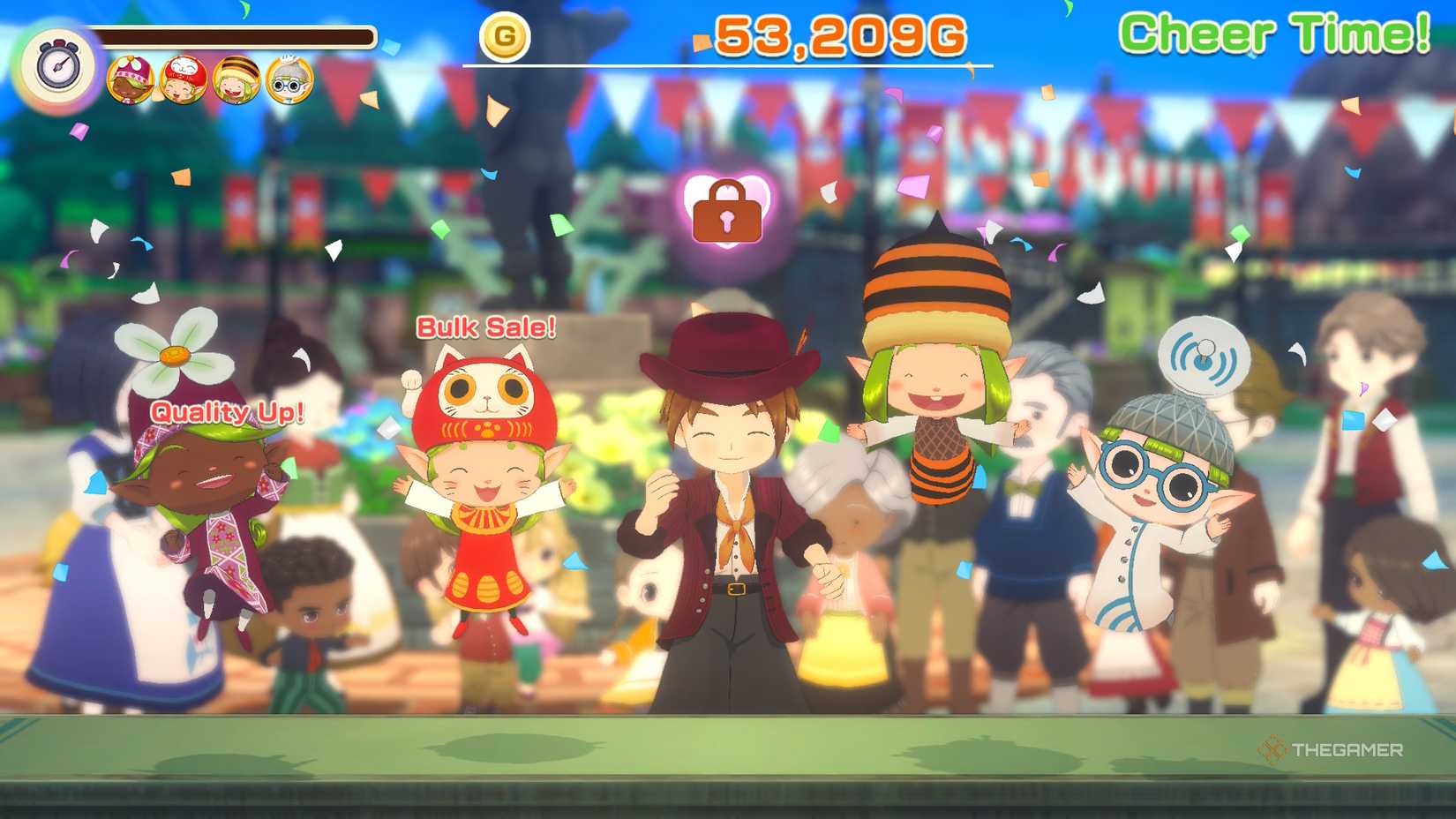 Using Cheer Time a the bazaar in Story of Seasons Grand Bazaar.