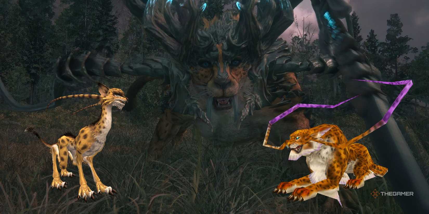 Various Coeurl designs from the Final Fantasy series.