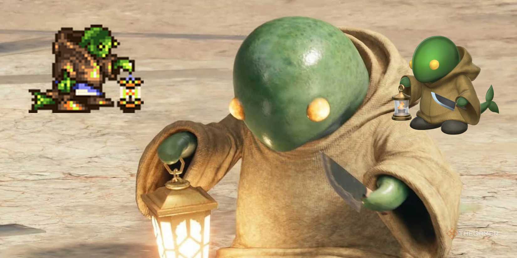 Various Tonberry designs from Final Fantasy games.