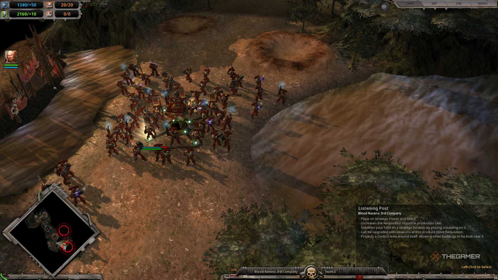 A Space Marine unit selected showing a sqaud with broken Morale in Warhammer 40K: Dawn of War - Definitive Edition.