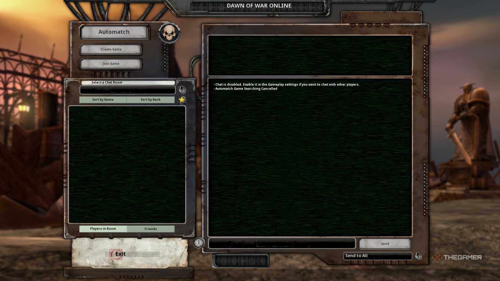 The Dawn of War Online menu showing all the options to play multiplayer in Warhammer 40K: Dawn of War - Definitive Edition